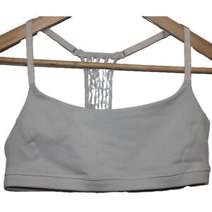 Womens Lululemon Wunder Train Strappy Racer Gray Blue Athletic Sports Bra Size 8